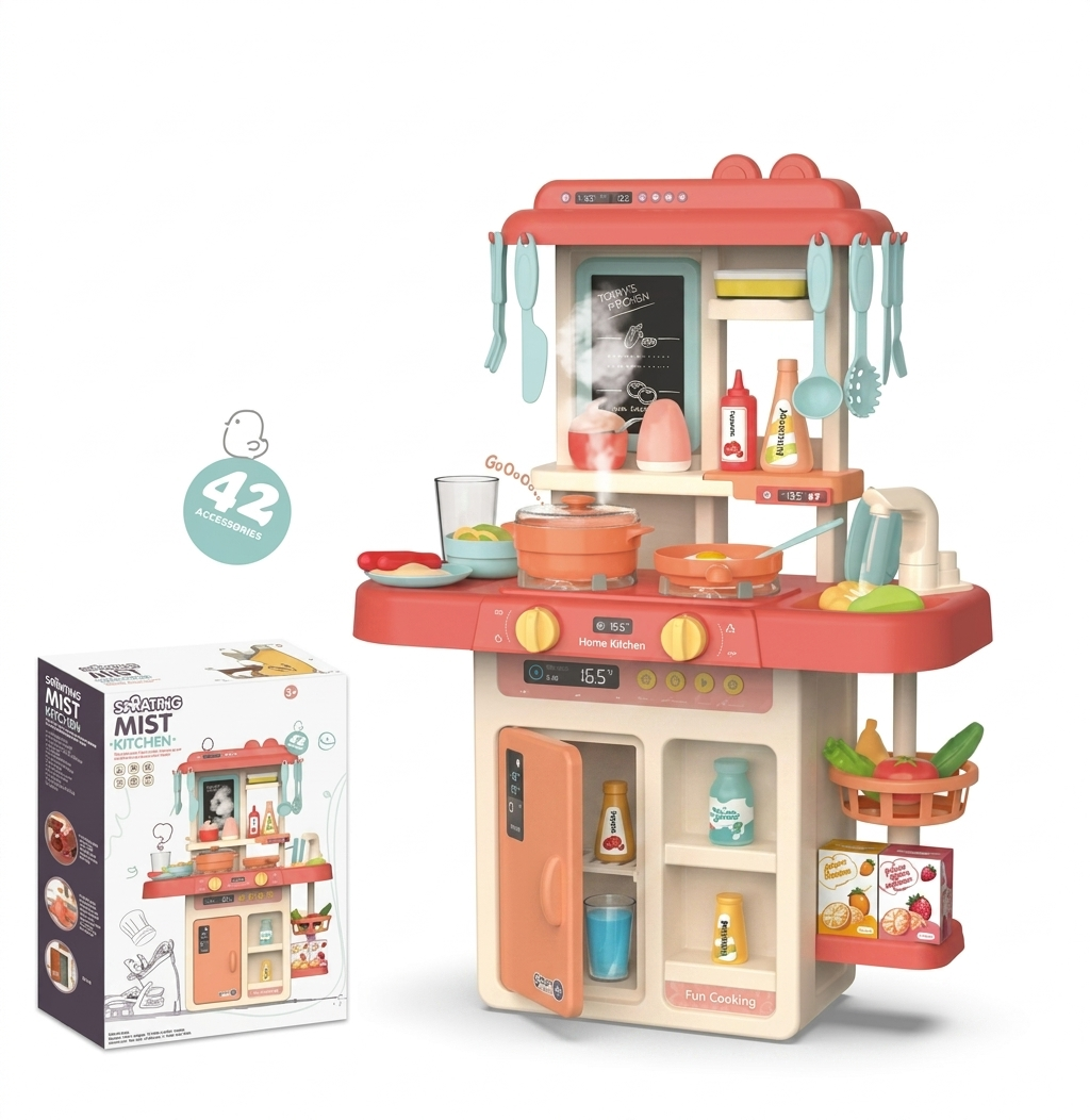 42-Piece Kids Vanity Table Set with Magic Wand & Musical Mirror – Pink Beauty Salon Playset