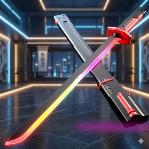 Double-Edged Light Sword Toy with LED Lights & Combat Sound Effects – Wrist-Activated Rotating Action Saber