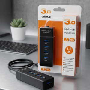 4-Port USB 3.0 Hub – SuperSpeed 5Gbps Slim Data Splitter with 1ft Cable