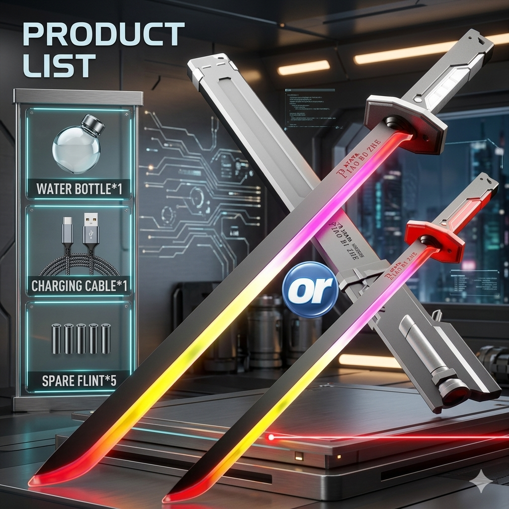 Double-Edged Light Sword Toy with LED Lights & Combat Sound Effects – Wrist-Activated Rotating Action Saber - Image 2