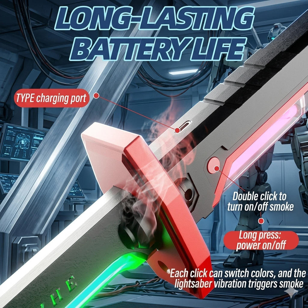 Double-Edged Light Sword Toy with LED Lights & Combat Sound Effects – Wrist-Activated Rotating Action Saber - Image 4