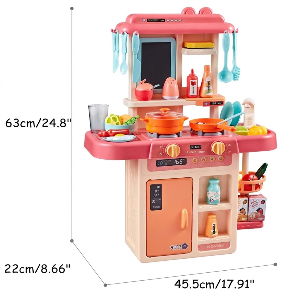 42-Piece Kids Vanity Table Set with Magic Wand & Musical Mirror – Pink Beauty Salon Playset - Image 2