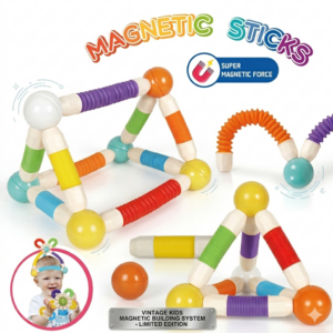 25pcs Magnetic Building Blocks Set with Pop-It Sensory Tubes – Creative STEM Toy for Toddlers