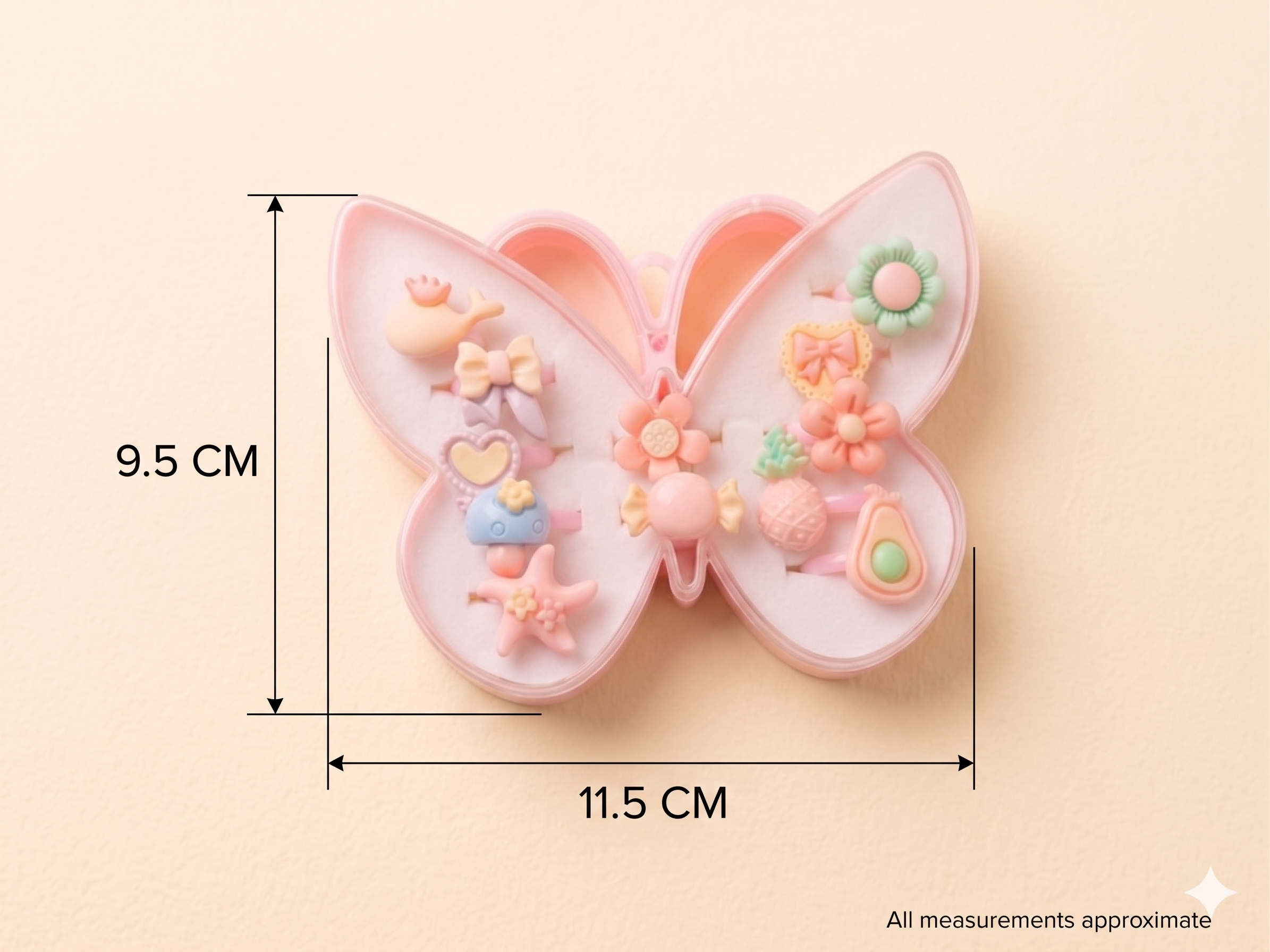 12-Piece Adjustable Kids Cartoon Ring Set with Butterfly Case - Image 2