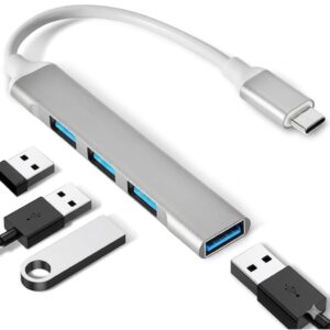 Ultra-Fast 4-Port USB-C Hub – Slim Aluminum USB-C to USB 3.0 Adapter for MacBook & PC