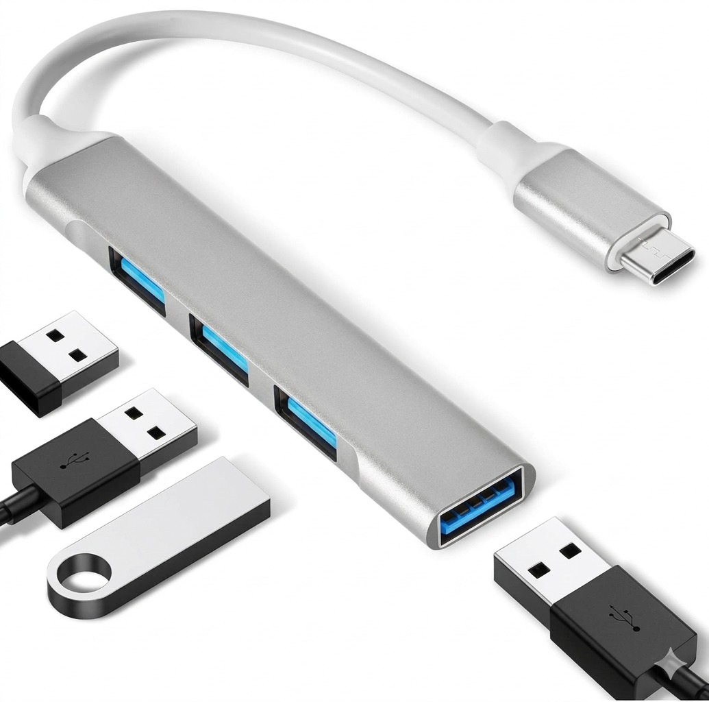 Ultra-Fast 4-Port USB-C Hub – Slim Aluminum USB-C to USB 3.0 Adapter for MacBook & PC