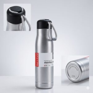 500ml Vacuum Insulated Stainless Steel Water Bottle - Double-Walled Thermal Flask with Paracord Loop