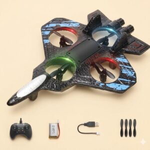 Remote Control Fighter Jet – 360° Stunt Flip, LED Lights & One-Key Takeoff
