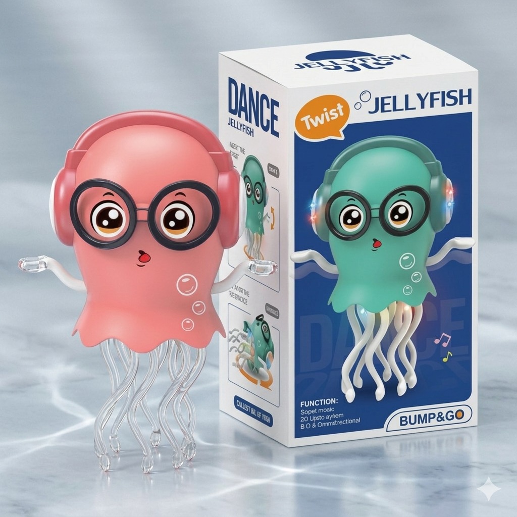 Interactive Dancing Jellyfish Toy – 360° Rotating LED Sensory Toy for Toddlers