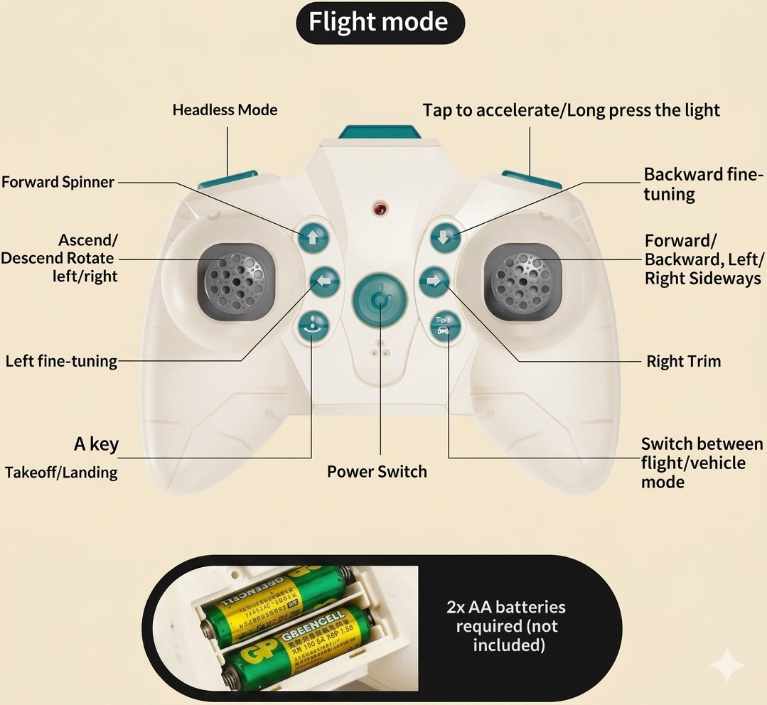 2-in-1 Land and Air Dual Mode RC Car – Flying Drone & High-Speed Racer with One-Key Takeoff - Image 4