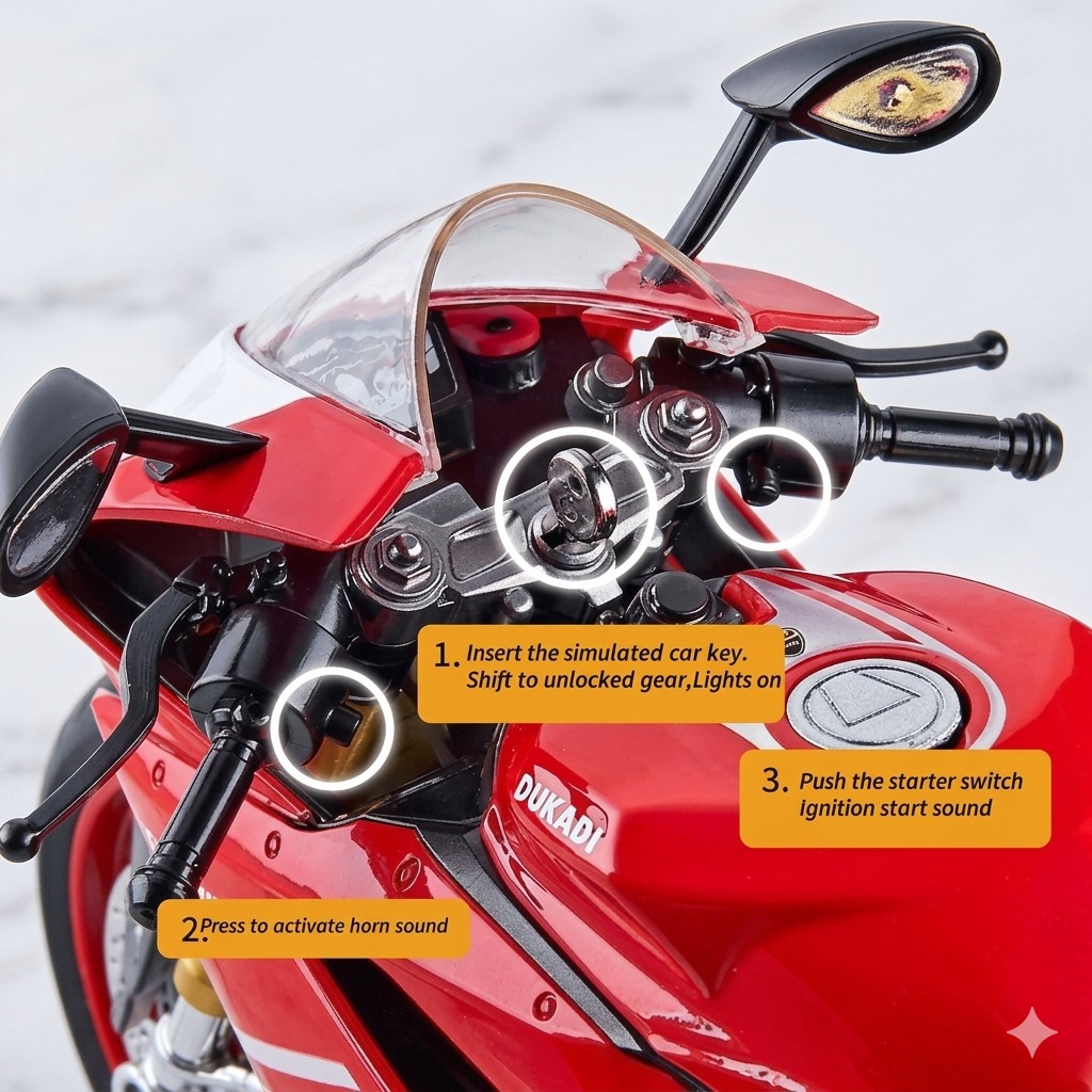 1:9 Scale Diecast Alloy Superbike Model – With Exhaust Smoke Spray, LED Lights & Engine Sounds - Image 3