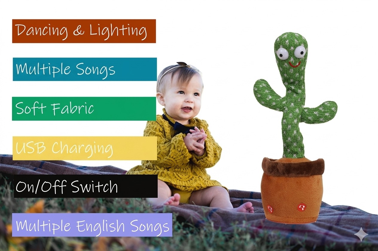 Interactive Dancing Cactus Toy – Talking, Singing & Mimicking Plush for Kids | A85-442 - Image 3