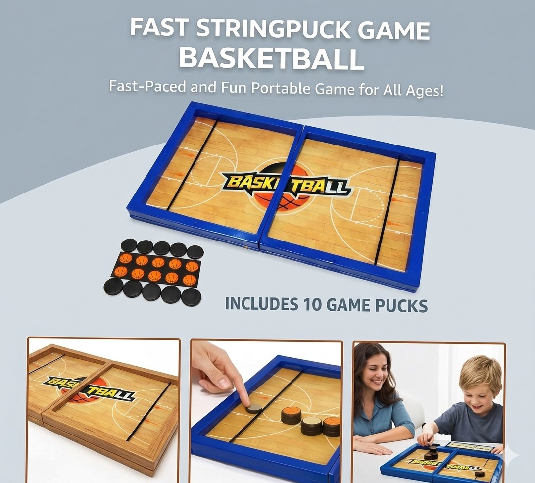 Fast Sling Puck Board Game – Portable Tabletop String Hockey for Kids & Adults | A86-455 - Image 2
