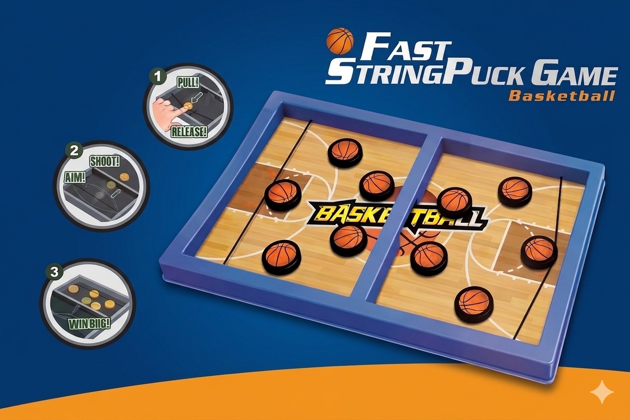Fast Sling Puck Board Game – Portable Tabletop String Hockey for Kids & Adults | A86-455 - Image 4
