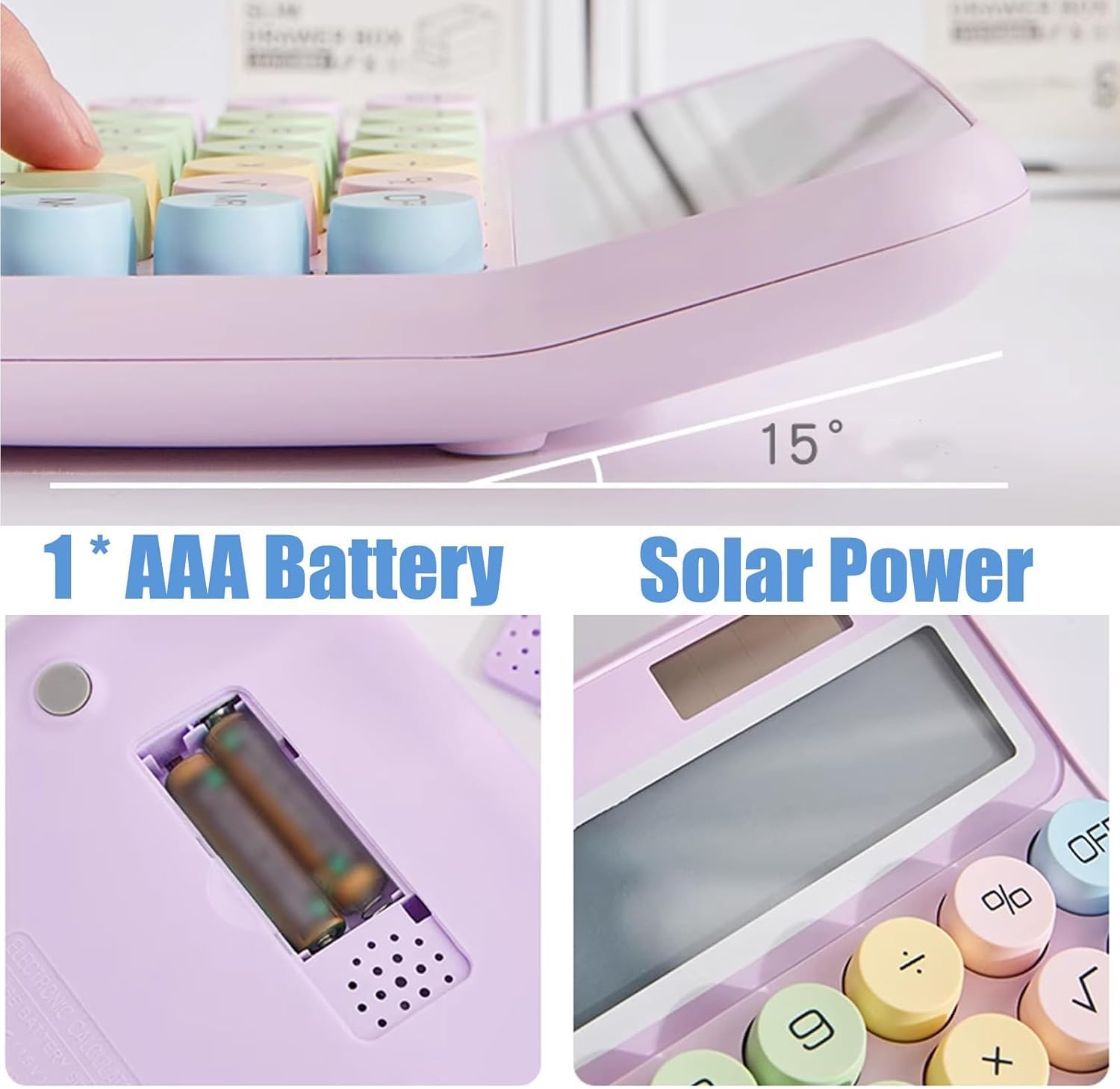 Cute Aesthetic Typewriter Calculator – 12-Digit Large LCD Display & Mechanical Round Buttons | B06-612 - Image 4
