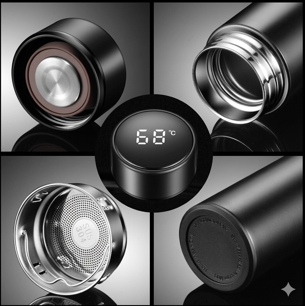 Smart LED Temperature Display Water Bottle – 500ml Vacuum Insulated Stainless Steel Thermos - Image 3