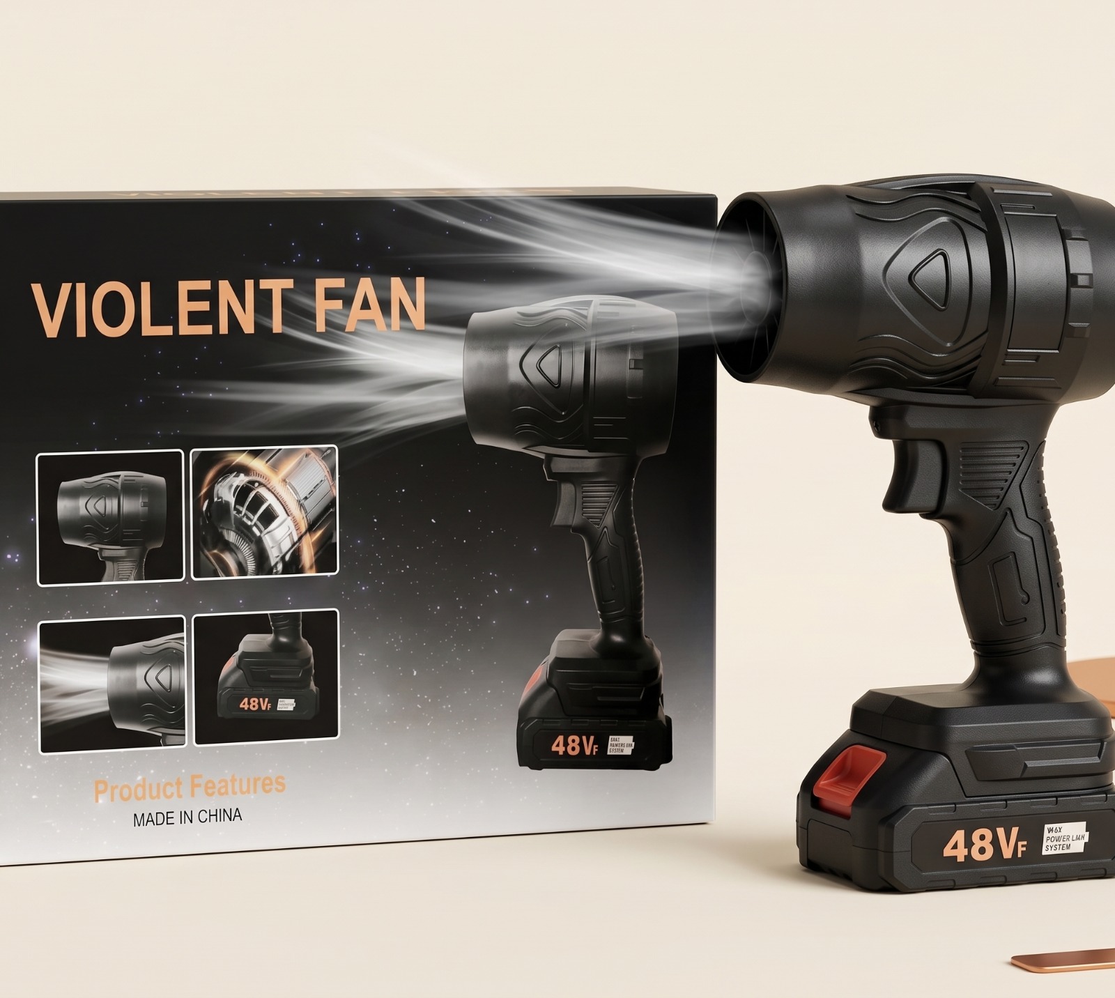 48V Cordless Jet Dry Blower | 35,000PA High-Pressure Portable Turbo Fan