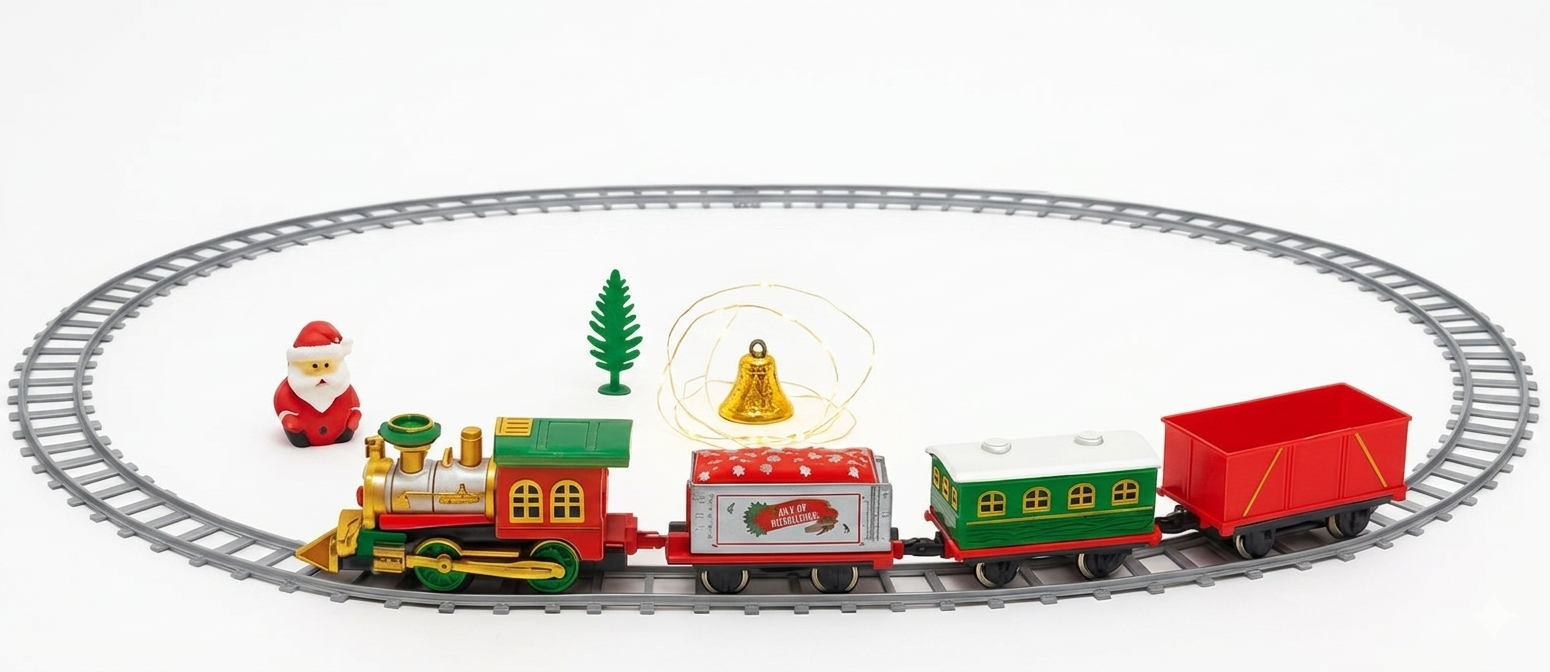 22-Piece Rechargeable Christmas Train Set with Lights, Realistic Sounds, and Circular Track - Image 3