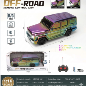 1:16 Scale Electroplated Off-Road RC Car – High-Speed Rainbow Metallic SUV with LED Lights | A83-814