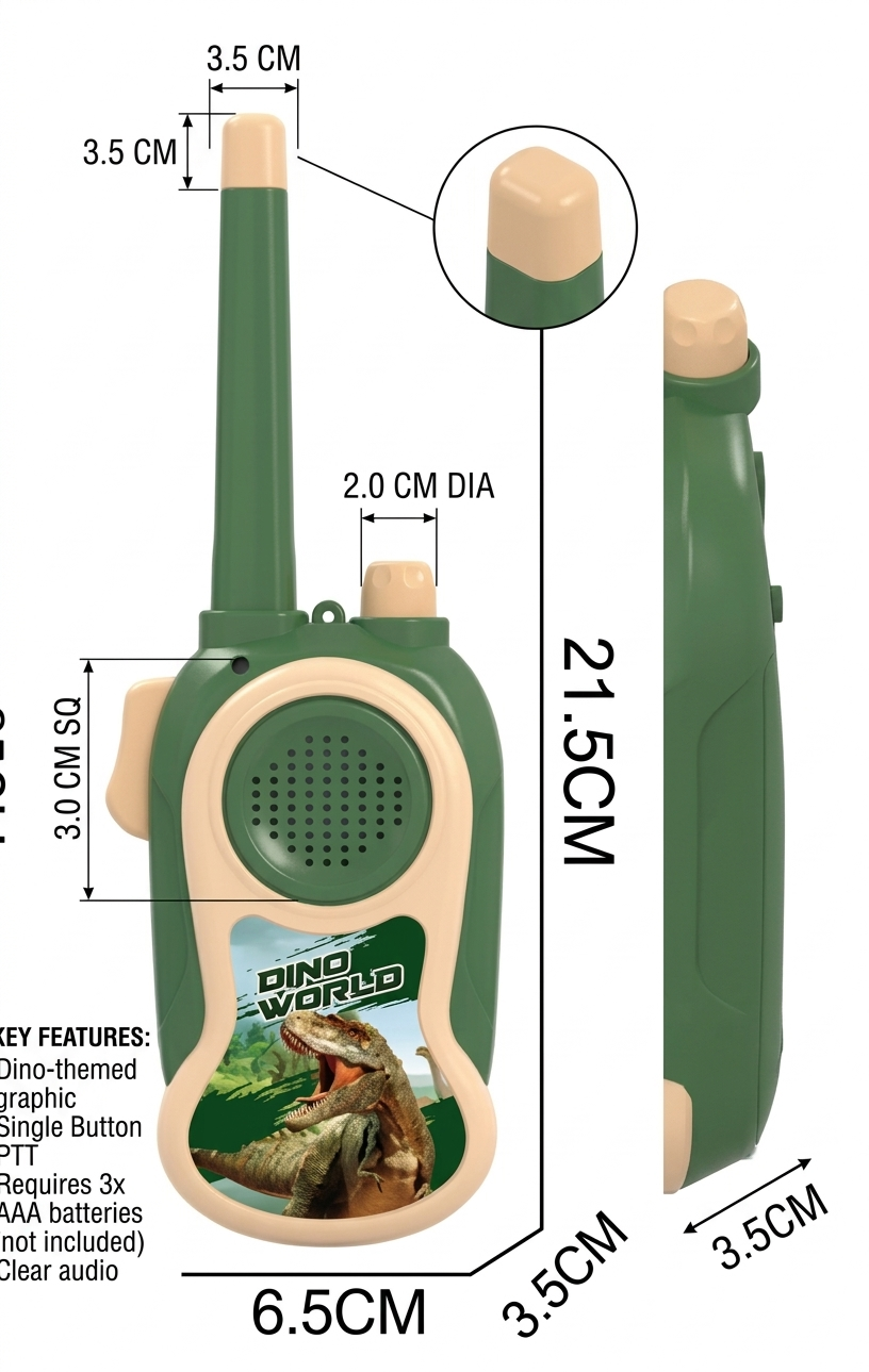 Dinosaur Theme Long Range Walkie Talkies for Kids – Set of 2 - Image 2