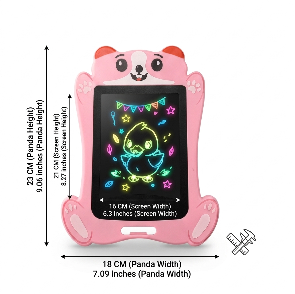 Panda Design 9" Colorful LCD Writing Pad for Kids - Portable Electronic Drawing Tablet (White) - Image 3
