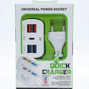 4-Port USB Charging Station with Built-in Mobile Stand - 3.1A Multi-Port Desktop Hub (White)