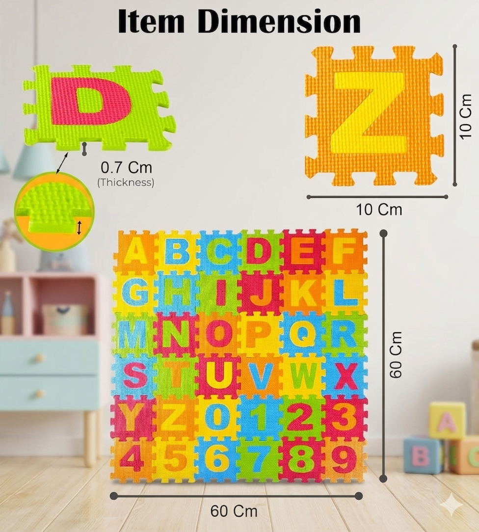 36 Pieces Alphabet & Number Floor Mats for Kids - EVA Foam Puzzle Set - Image 2