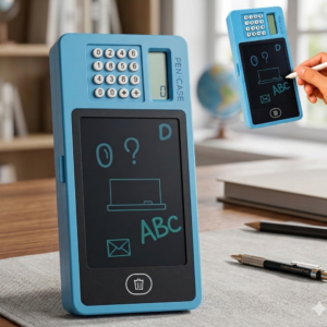 3-in-1 LCD Writing Tablet Pencil Box with Calculator & Digital Doodle Board for Kids
