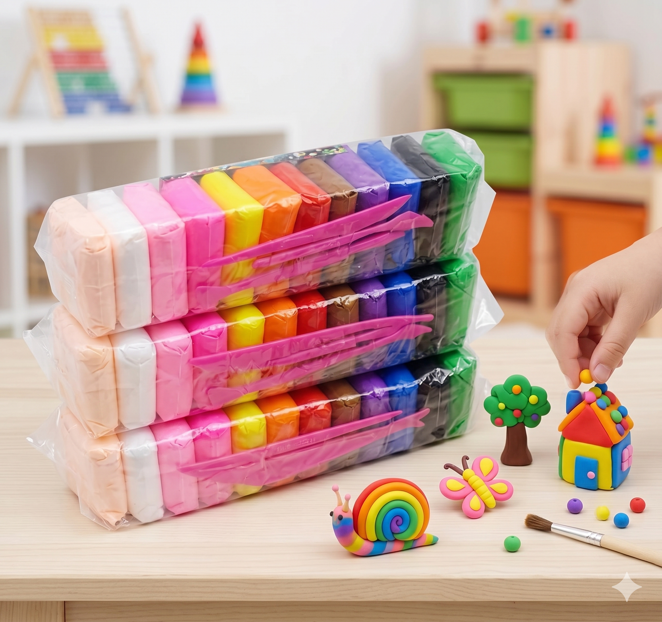 12-Piece Colorful Air Dry Clay Set for Kids – Soft Modeling Clay with 3 Craft Tools - Image 2
