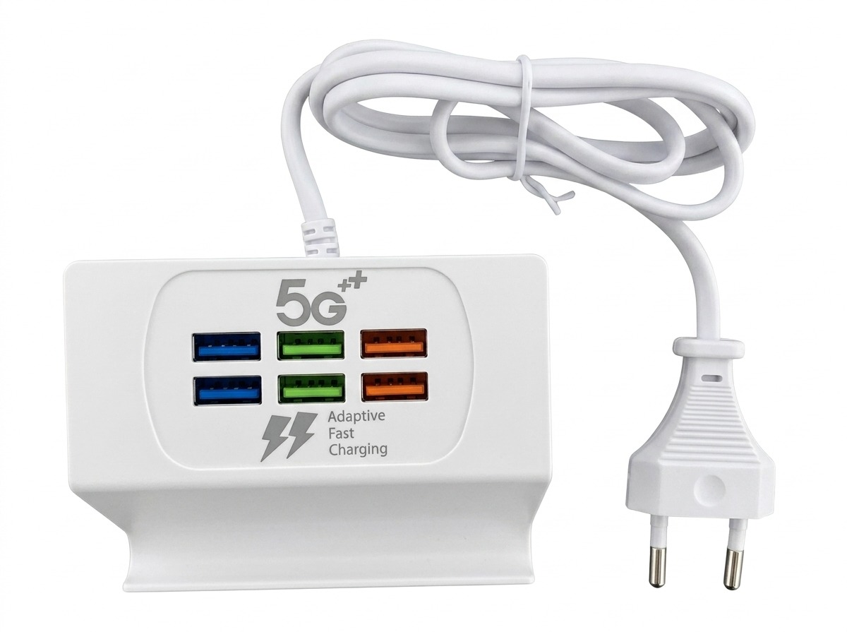 6-Port USB Charging Station with Integrated Mobile Stand | 3.1A Desktop Power Hub - Image 4