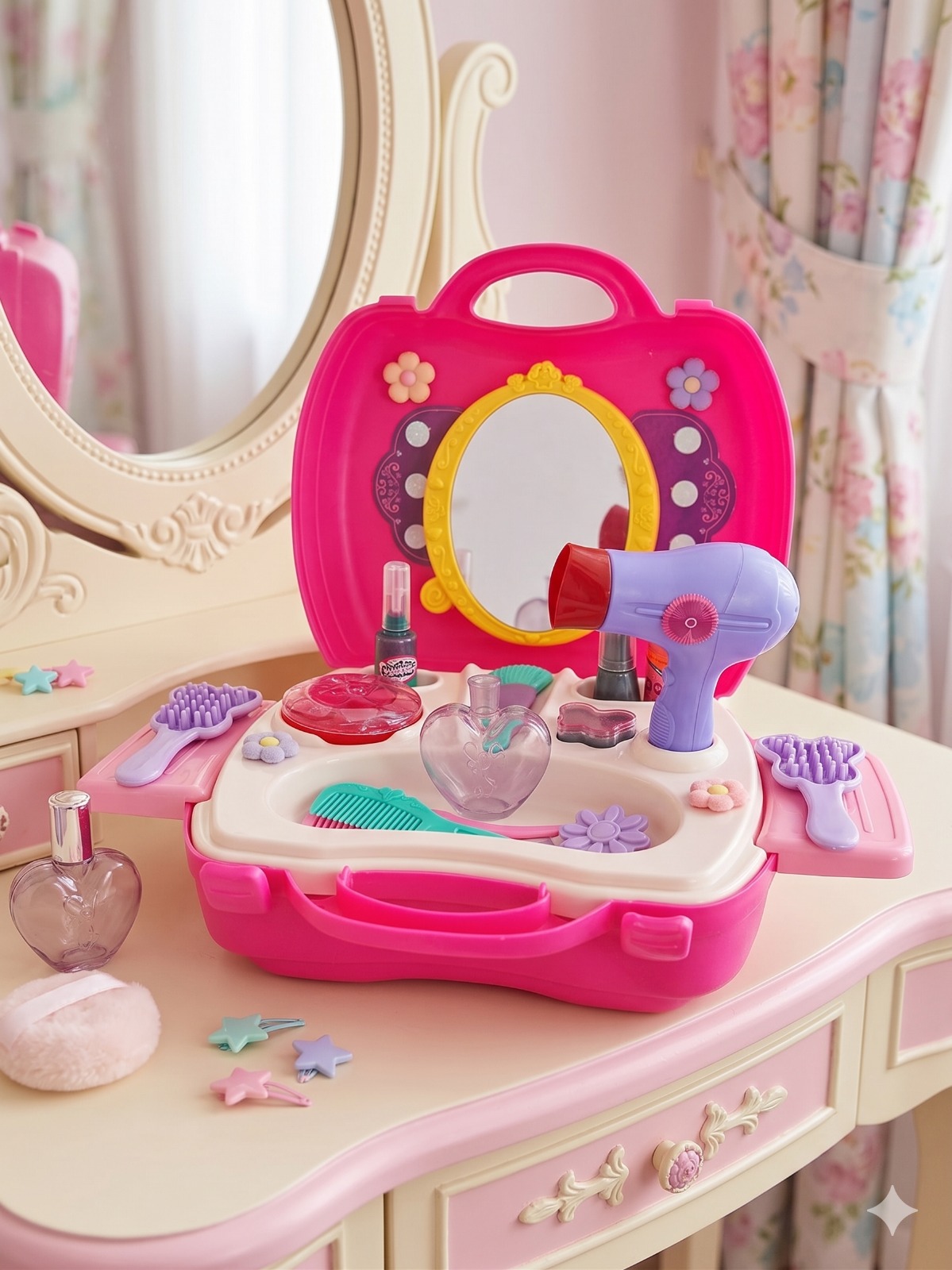 NEXTGEN Disney Princess My Vanity Makeup Suitcase Playset – 21-Piece Pretend Play Beauty Set - Image 3