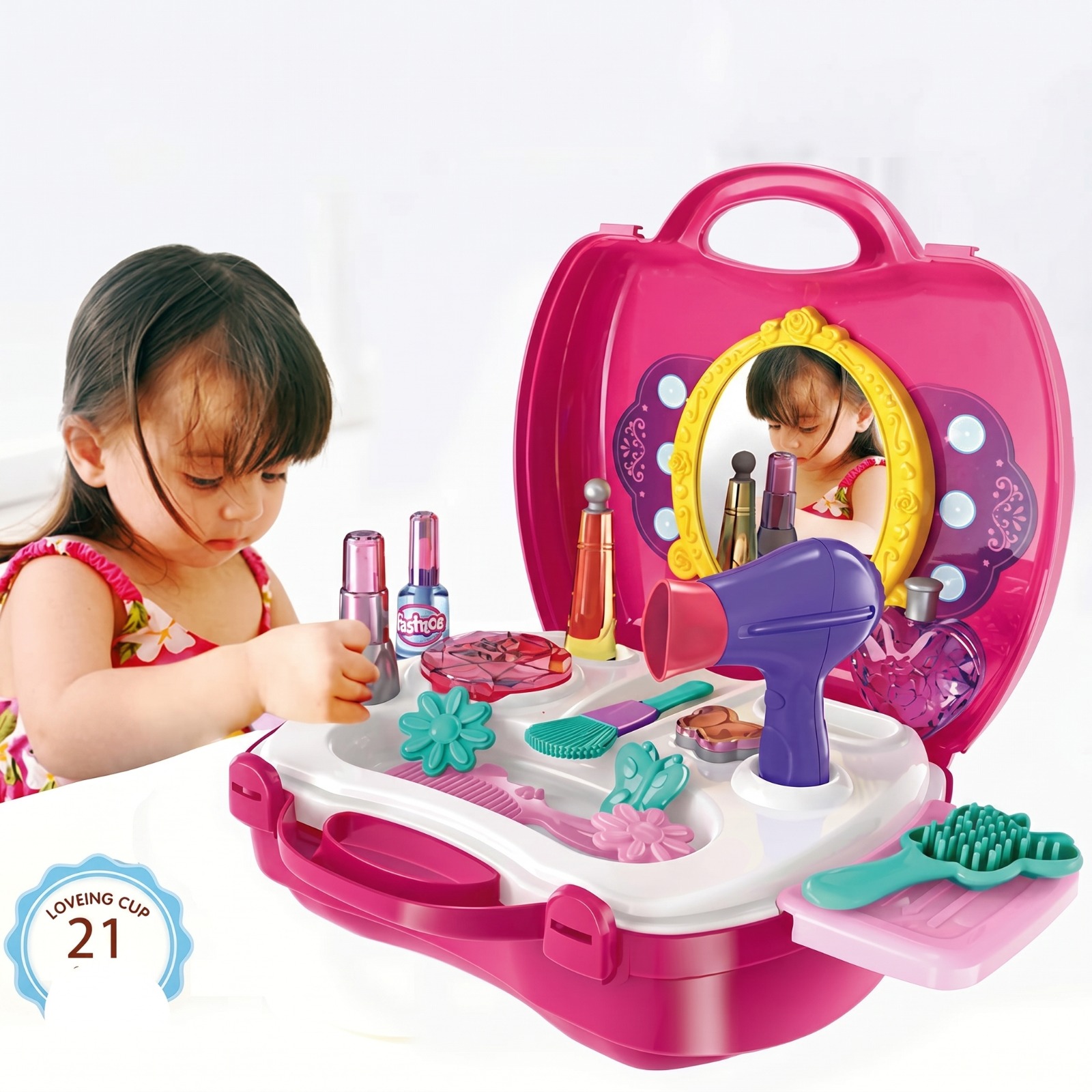 NEXTGEN Disney Princess My Vanity Makeup Suitcase Playset – 21-Piece Pretend Play Beauty Set - Image 4