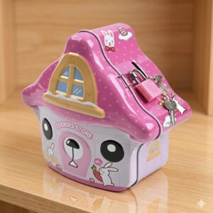 Premium Kids Metal Piggy Bank with Lock & Key – Durable Decorative Coin Saving Box for Boys & Girls (Multicolor)| B34-485