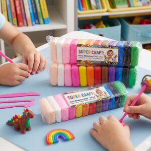 12-Piece Colorful Air Dry Clay Set for Kids – Soft Modeling Clay with 3 Craft Tools