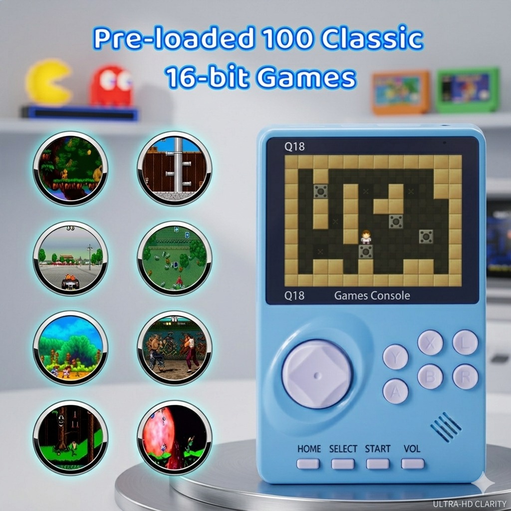 NEXTGEN Kids Handheld Video Game Console – Retro Gaming Console with 100 Built-in 16-Bit Games, 2.8" Color Screen & Rechargeable Battery (Light Blue) - Image 3