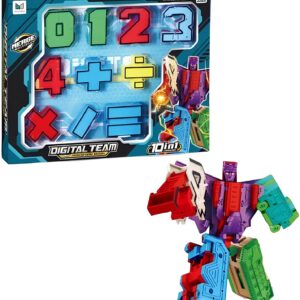 Transforming Number Robot Action Figure - Educational Math Toy for Kids, Engineering Building Toy, Pocket-Sized Collectible Manipulative for STEM Learning (5.5cm)