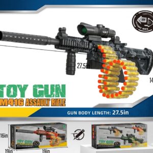 Belt-Fed Soft Foam Dart Blaster Toy Gun with Tactical Scope, Detachable Stock, and Long Barrel – Automatic Shooting Action & Manual Mode – Includes Soft EVA Darts and Adjustable Grip for Kids Outdoor Battle Games
