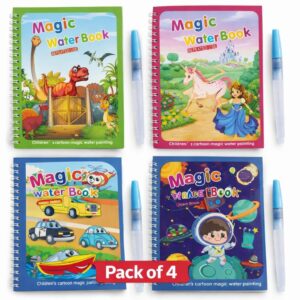 4-Pack Magic Water Coloring Books for Kids – Reusable Painting Activity Set with Refillable Pens | A56-807-1