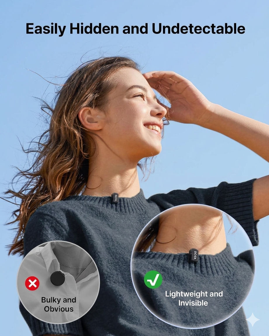 BOYA Wireless Lavalier Microphone + Portable Handheld Turbo Fan (Free) | Creator ; Travel Essentials Kit | C-8 - Image 4