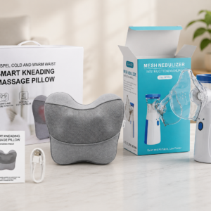 2-in-1 Wellness | Smart Kneading Massage Pillow with Heat and Portable Mesh Nebulizer (Free) | Home, Office & Travel Healthcare Kit | C-9