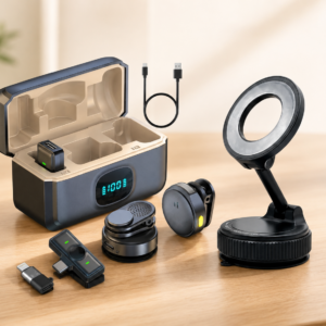 Creator Combo | Hollyland LARK M2 Wireless Lavalier Microphone + Magnetic Mobile Holder | Vlogging, Live Streaming & Content Creation Kit | C-10
