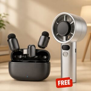 BOYA Wireless Lavalier Microphone + Portable Handheld Turbo Fan (Free) | Creator ; Travel Essentials Kit | C-8