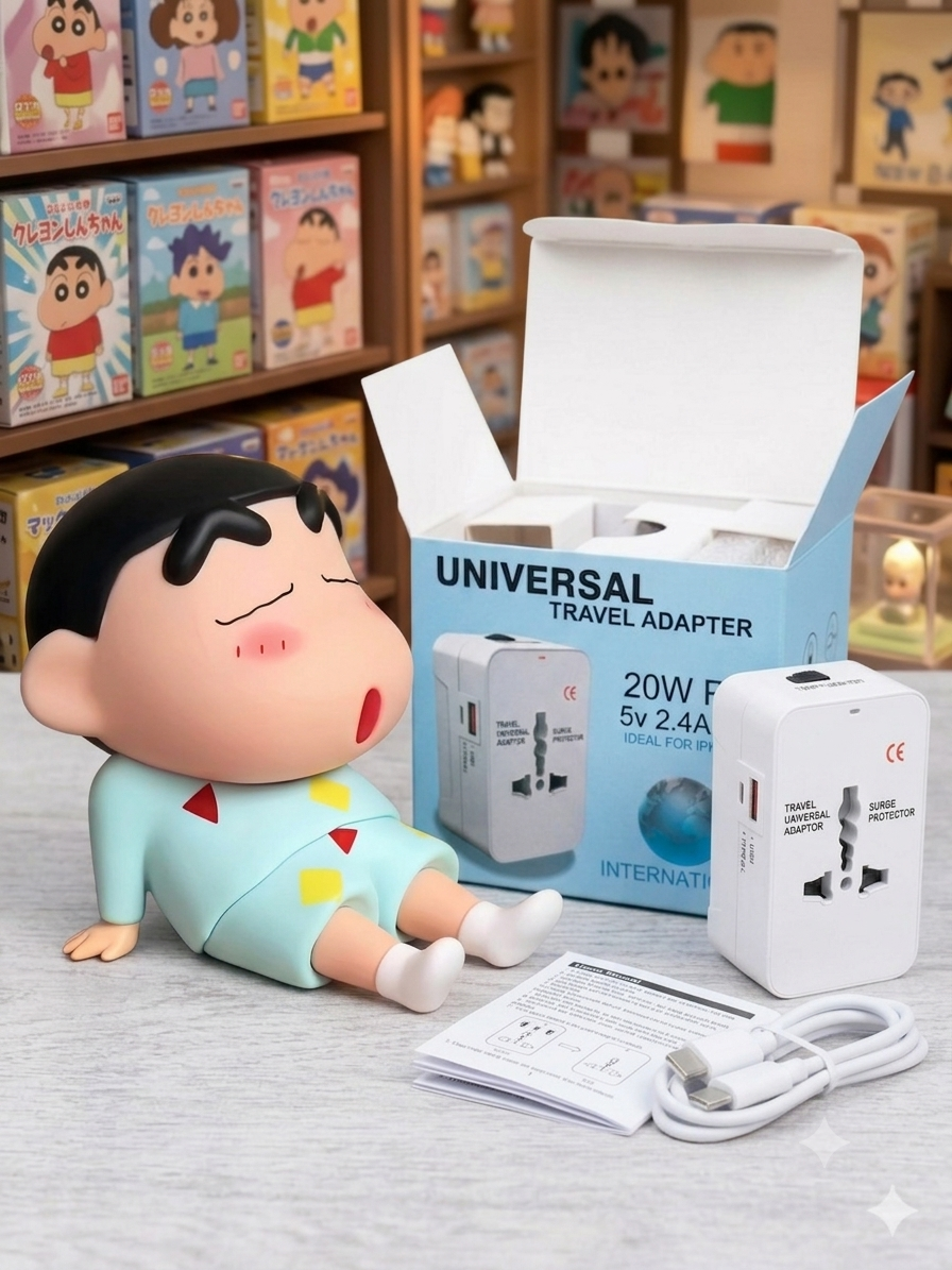 COMBO SET : Shin-chan Figure + 20W PD Universal Travel Adapter | C-5