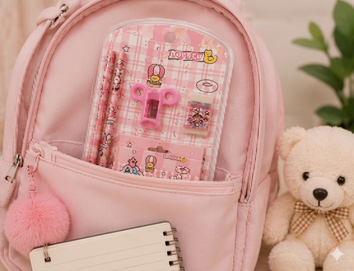 Charming Pink Summer Stationery Set – Complete School & Office Supply Kit | A-518