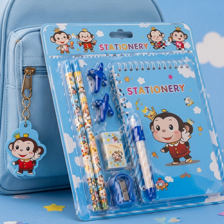 Cute Monkey Themed Stationery Set – All-in-One School and Creative Kit | A-515 - Image 2