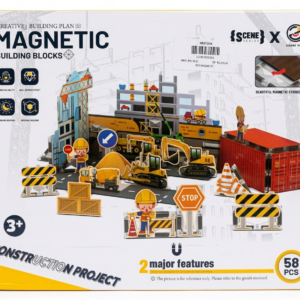 Construction Garage 58-Piece Magnetic Building Blocks Playset | A94-435