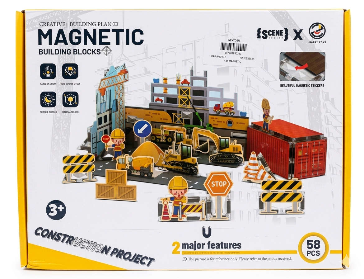 Construction Garage 58-Piece Magnetic Building Blocks Playset | A94-435