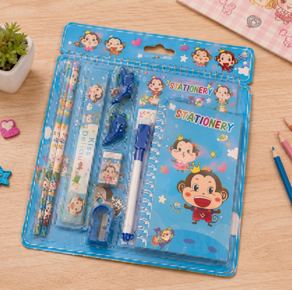 Cute Monkey Themed Stationery Set – All-in-One School and Creative Kit | A-515 - Image 3
