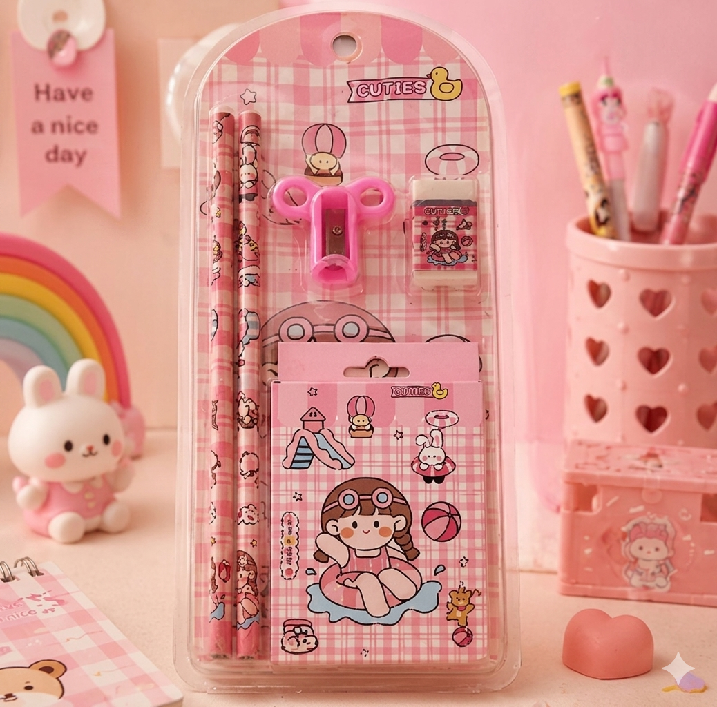 Charming Pink Summer Stationery Set – Complete School & Office Supply Kit | A-518 - Image 3