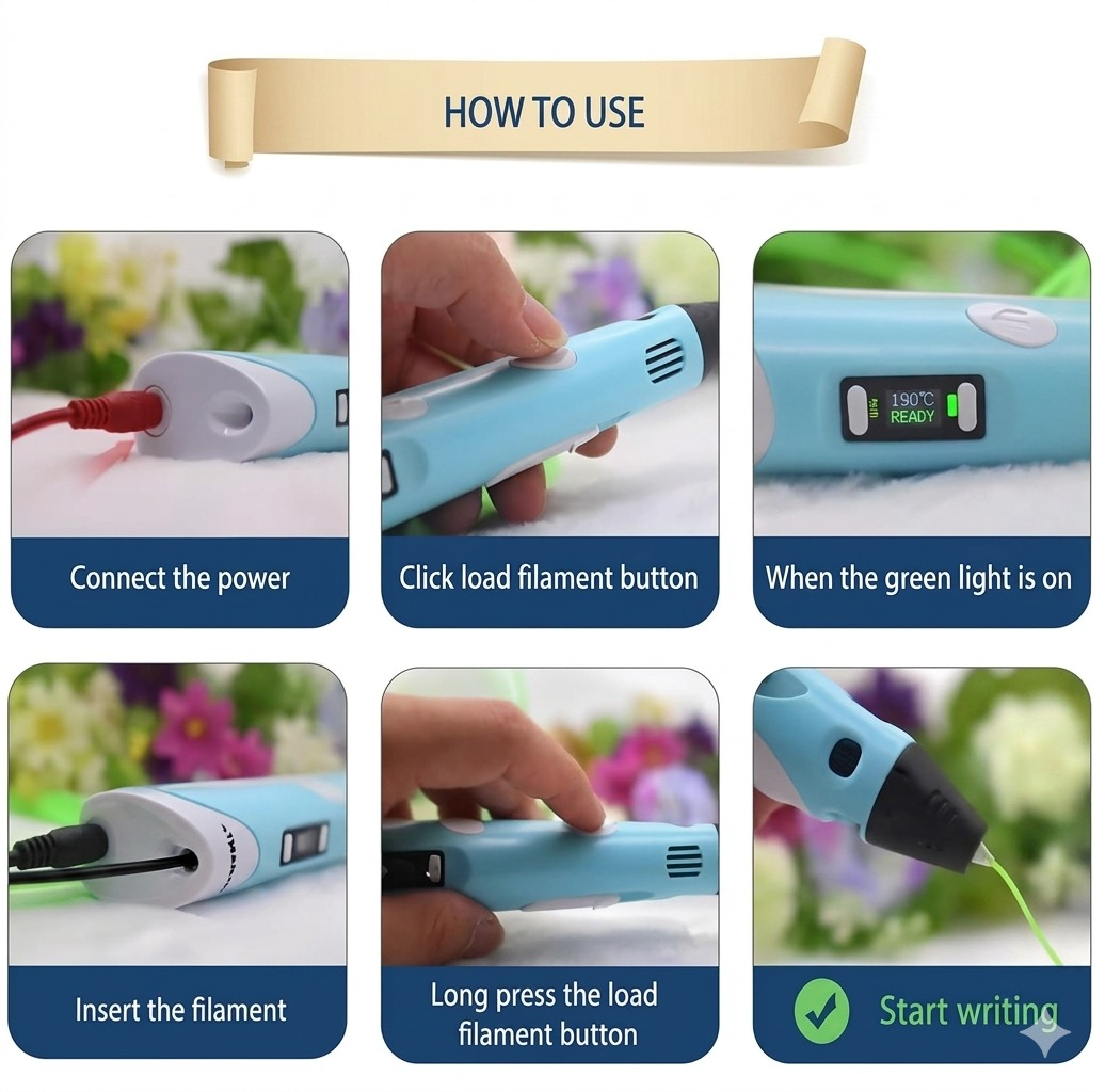 3D Pen-2 Professional Drawing Kit with USB Cable & 10 Extra Filament Refills | A92-432 - Image 2